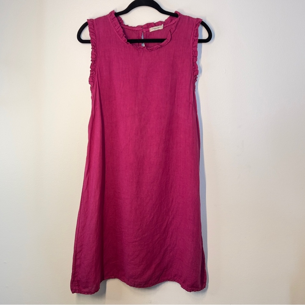 LUNGI L’ARNO Will men’s Size Large 100% Linen Magenta Tank Midi Dress